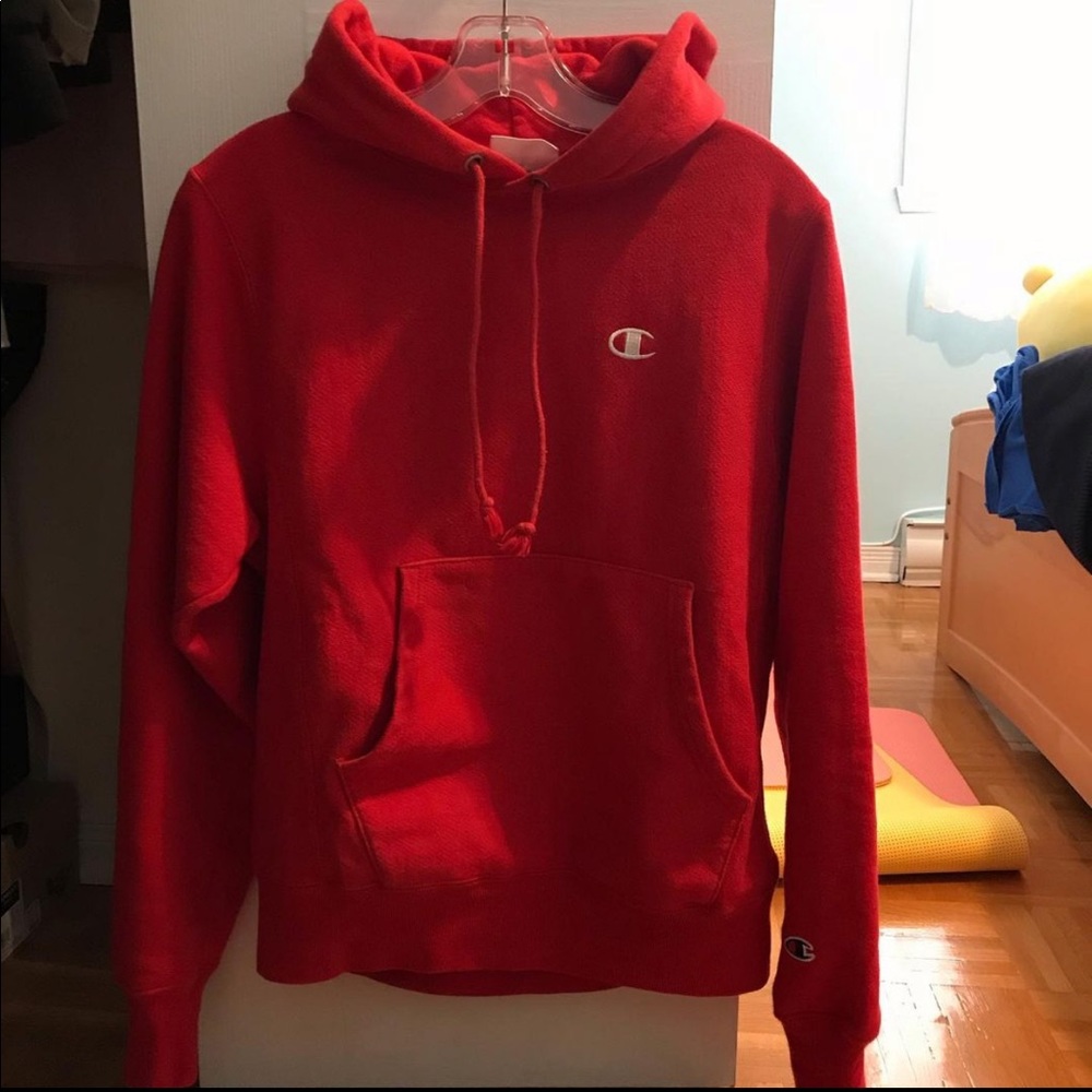 Red champion hoodie